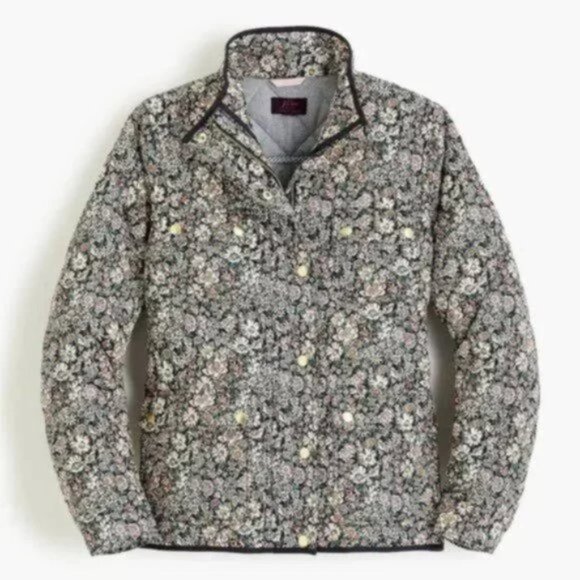 Liberty of London Jackets & Blazers - J.Crew x Liberty S Quilted Downtown Field Jacket Floral White Garden Print